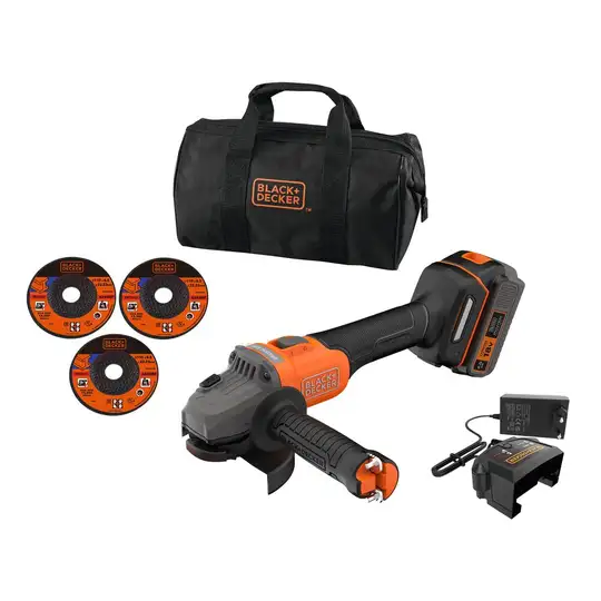 akumulatorowa szlifierka kątowa 115mm, POWERCONNECT 18V, 4,0Ah, Black+Decker [BCG6L8F1S-QW] Li-Ion