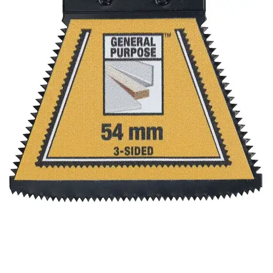 brzeszczot BiM do narzędzi wielofunkcyjnych, 3 krawędzie tnące, 54x38,6mm, EXTREME, DeWalt [DT20773-QZ] do cięcia drewna, drewna z gwoździami, płyt G-K i PVC