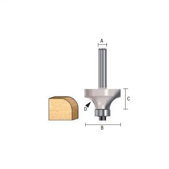 frez HM zaokrąglający z łożyskiem, promień freza 6mm, trzpień 8mm, DEWALT [DT90014-QZ]