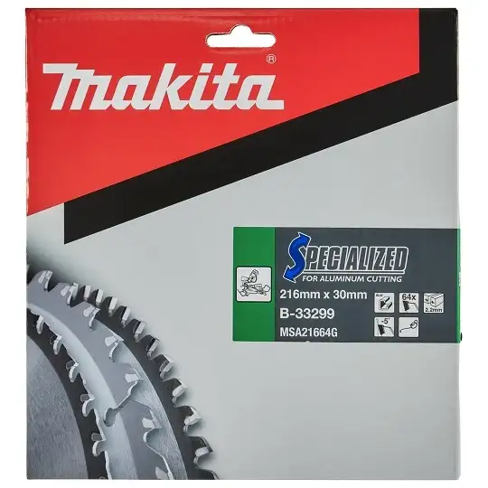 piła tarczowa do aluminium, PVC, laminatów, 216/30mm, 64 zęby, SPECIALIZED Makita [B-33299]