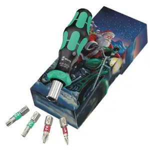 rękojeść z funkcją grzechotki z 4 końcówkami 1/4", 838 RA S/4 Christmas 2025, WERA [05135823001] w świątecznym opakowaniu, na prezent