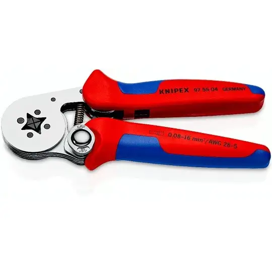 samonastawne szczypce zaciskowe do tulejek kablowych 0,08-16 mm², KNIPEX [97 55 04] z ładowaniem bocznym