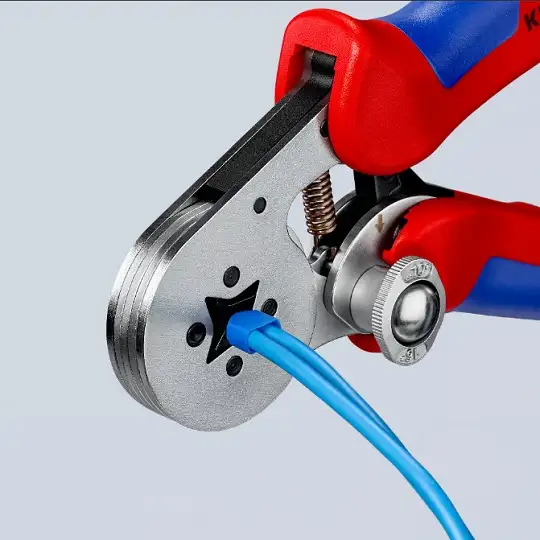 samonastawne szczypce zaciskowe do tulejek kablowych 0,08-16 mm², KNIPEX [97 55 04] z ładowaniem bocznym