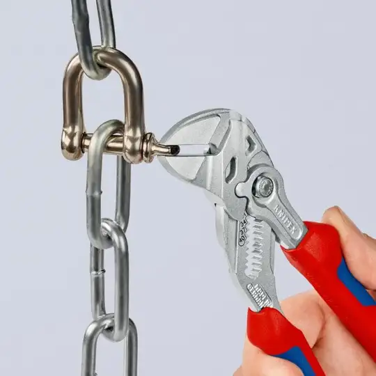 szczypce nastawne/klucz 180mm KNIPEX [86 05 180 T] dwukomponentowe rękojeści z zaczepem do asekuracji
