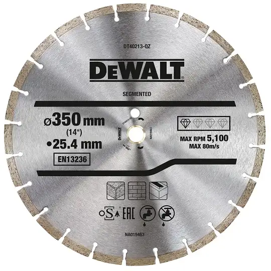 tarcza diamentowa segmentowa do szybkiego cięcia betonu 350x20/25,4mm, DeWalt [DT40213-QZ]