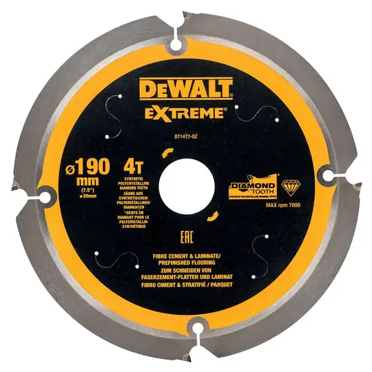 tarcza pilarska do włóknocementu, 190/30 mm, EXTREME, DEWALT [DT1472-QZ]