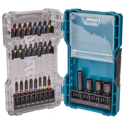 zestaw 28 szt. udarowych końcówek wkrętakowych i nasadowych 1/4", Makita [E-07048]