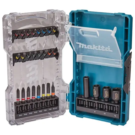 zestaw 28 szt. udarowych końcówek wkrętakowych i nasadowych 1/4", Makita [E-07048]