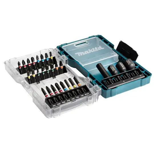 zestaw 28 szt. udarowych końcówek wkrętakowych i nasadowych 1/4", Makita [E-07048]