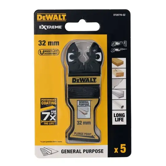 zestaw 5 szt. brzeszczotów BiM do narzędzi wielofunkcyjnych, 32x43mm, EXTREME, DeWalt [DT20776-QZ]