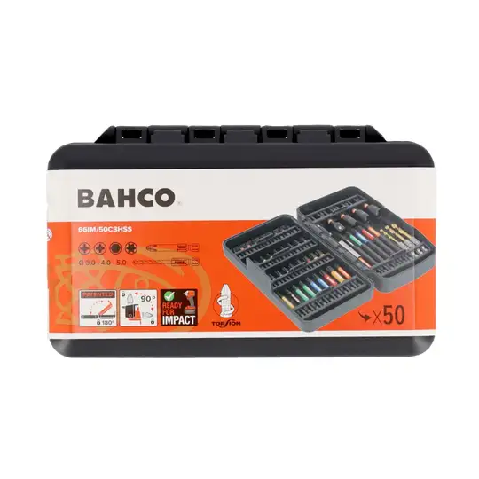 zestaw 50szt nasadek, wierteł i końcówek udarowych 1/4'' BAHCO [66IM/50C3HSS]
