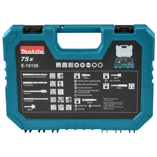 zestaw 75 szt. końcówek 1/4" i wierteł do drewna, metalu i betonu, Makita [E-15126]
