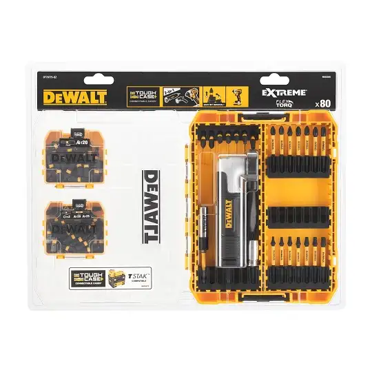 zestaw 80 szt. końcówek udarowych 1/4" z głowicą kątową, EXTREME FLEXTORQ, DeWALT [DT70775-QZ]