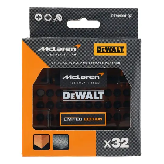 zestaw końcówek udarowych 1/4", z udarowym uchwytem, 32 szt, FLEXTORQ, MCLAREN, DEWALT [DT70900T-QZ]