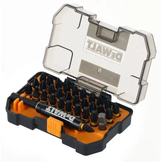 zestaw końcówek udarowych 1/4", z udarowym uchwytem, 32 szt, FLEXTORQ, MCLAREN, DEWALT [DT70900T-QZ]