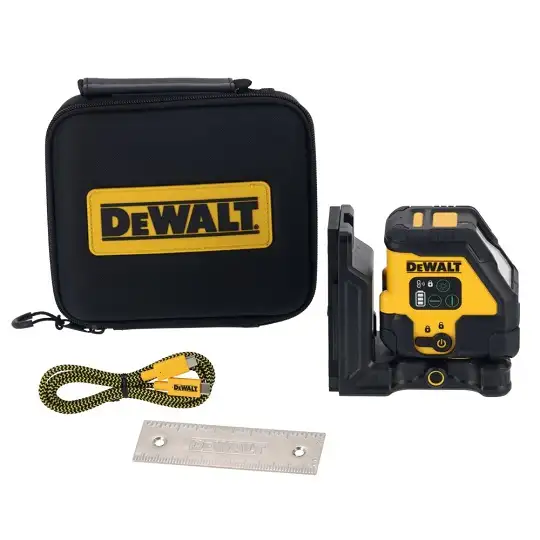 zestaw: laser krzyżowy czerwony 30m, 10,8V/1,7Ah, USB + dalmierz, DeWalt [DCLE14201RB-DW055PL]