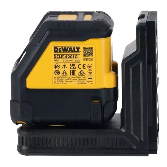 zestaw: laser krzyżowy zielony 45m, 10,8V/1,7Ah, USB + dalmierz, DeWalt [DCLE14201GB-DW055PL]