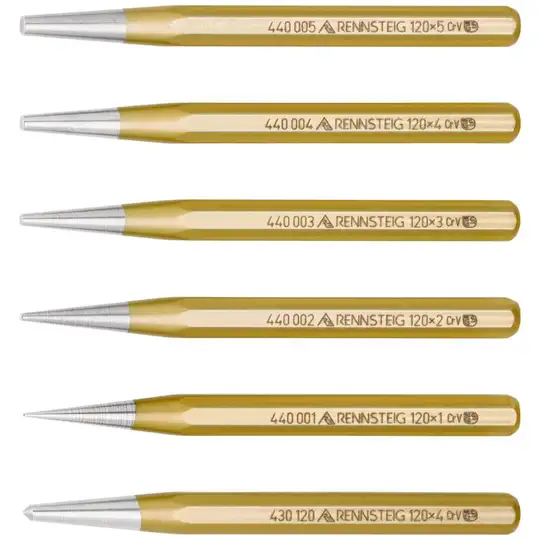 zestaw punktaków stożkowych, 6szt, kaseta metalowa, Rennsteig [9R 424 130 0]