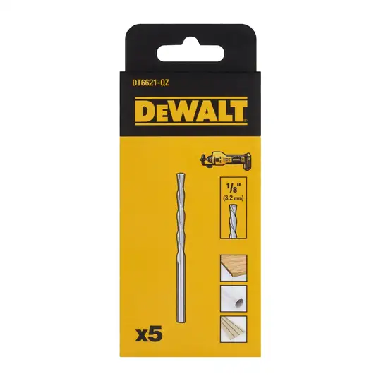 5 szt. frezów, do płyt G-K, drewna, plastiku, aluminium, promień freza 3.2 mm, DEWALT [DT6621-QZ]