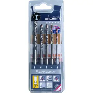 5szt wierteł uniwersalnych, mocowanie 1/4", IMPULZOR, ALPEN [0058100005100]