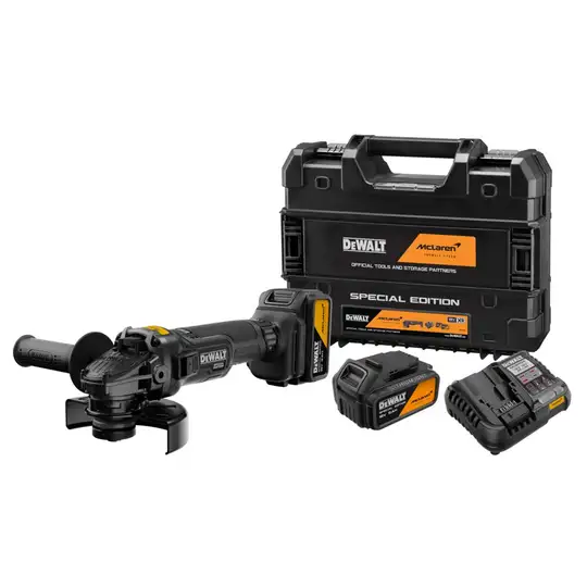 Akumulatorowa szlifierka kątowa 125mm, 2x5Ah, 18V XR, DEWALT [DCG45MP2T-QW] edycja MCLAREN