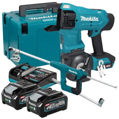 Akumulatorowa wiązarka do prętów zbrojeniowych 40V max XGT, 2x4.0Ah, Makita [TR001GM202] + wysięgnik