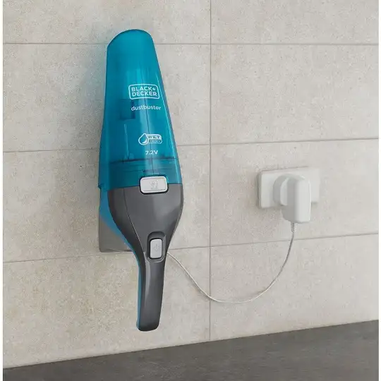 Akumulatorowy, bezworkowy odkurzacz ze stacją ładującą Wet &amp; Dry Dustbuster, Black+Decker [WDC215WA-QW] 7,2V Li-Ion