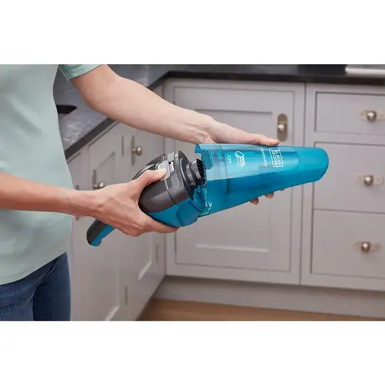Akumulatorowy, bezworkowy odkurzacz ze stacją ładującą Wet &amp; Dry Dustbuster, Black+Decker [WDC215WA-QW] 7,2V Li-Ion