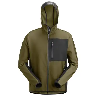 Bluza z kapturem, na suwak, khaki green/black, rozmiar L, FlexiWork [80443104006]