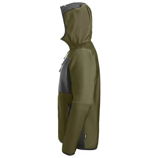 Bluza z kapturem, na suwak, khaki green/black, rozmiar L, FlexiWork [80443104006]