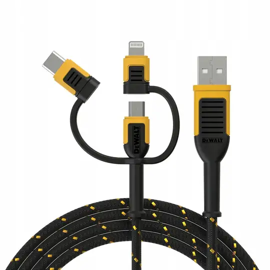 Kabel 3w1, USB-A do USB-C/Micro USB/Lightning, DEWALT [EF-DXMA131-1356-DWG]