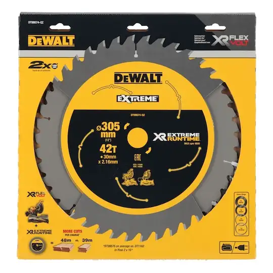 Piła tarczowa do drewna 305/30/2.16mm 42 zęby XR DEWALT [DT99574-QZ]