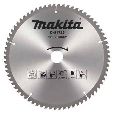 Tarcza tnąca do aluminium 260x30mm 70 zębów, Makita [D-81723]