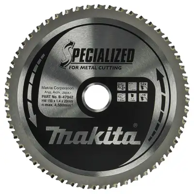 Tarcza tnąca do cienkiej stali 150x20mm 52 zęby, SPECIALIZED, Makita [B-47042]