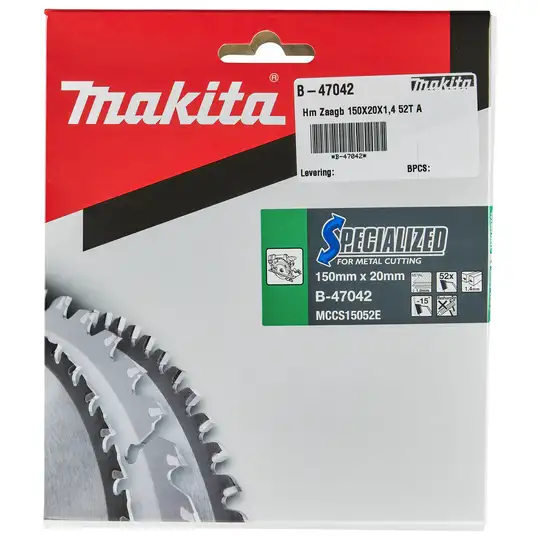 Tarcza tnąca do cienkiej stali 150x20mm 52 zęby, SPECIALIZED, Makita [B-47042]