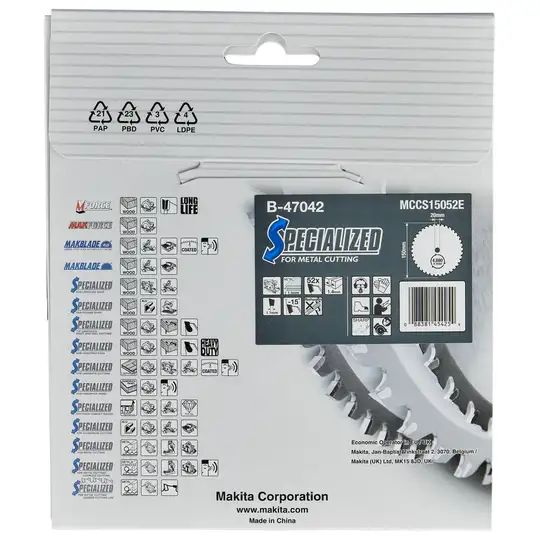 Tarcza tnąca do cienkiej stali 150x20mm 52 zęby, SPECIALIZED, Makita [B-47042]