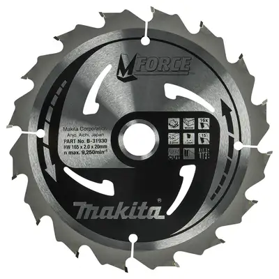 Tarcza tnąca do drewna, 165x20mm, 16 zębów, MFORCE, Makita [B-31930]