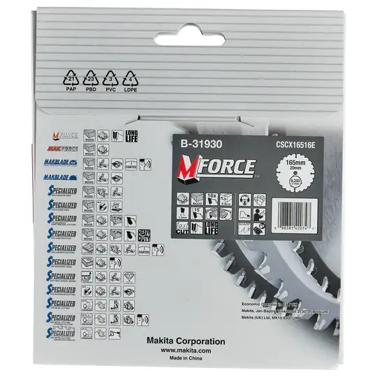 Tarcza tnąca do drewna, 165x20mm, 16 zębów, MFORCE, Makita [B-31930]