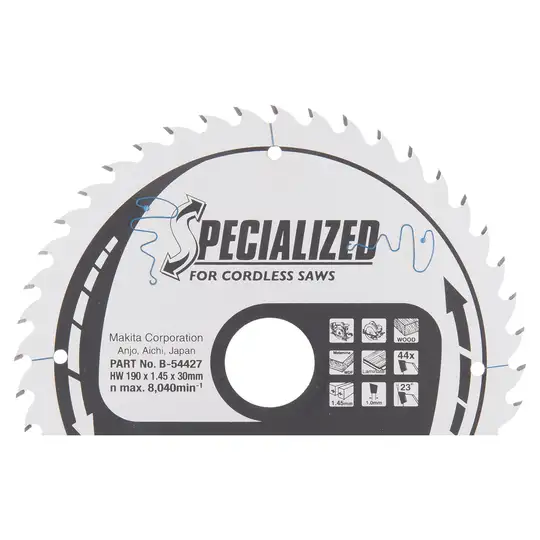 Tarcza tnąca do drewna, 190x30mm, 44 zębów, SPECIALIZED, Makita [B-54427]