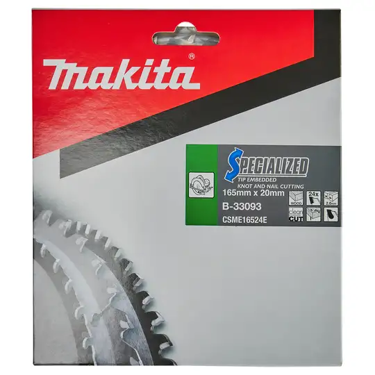 Tarcza tnąca do drewna z gwoździami, 165x20mm, 24 zębów, Specialized, Makita [B-33093]