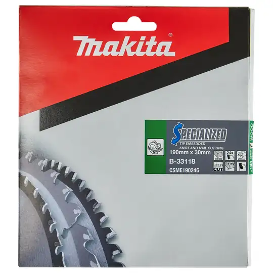 Tarcza tnąca do drewna z gwoździami, 190x30mm, 24 zęby, Specialized, Makita [B-33118]
