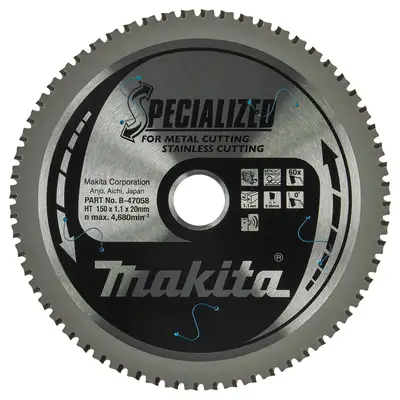 Tarcza tnąca do metalu 150x20mm 60 zębów, SPECIALIZED, Makita [B-47058]