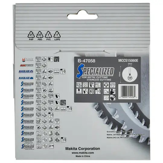 Tarcza tnąca do metalu 150x20mm 60 zębów, SPECIALIZED, Makita [B-47058]