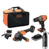 ZESTAW COMBO: Wiertarko-wkrętarka udarowa + szlifierka kątowa 115 mm 18 V , 2,5 Ah, Black + Decker [BCK24E1SB-QW] + bidon gratis