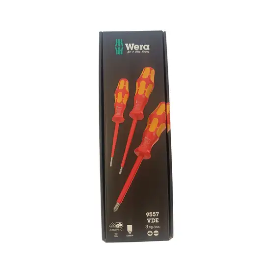 Zestaw 3 wkrętaków do śrub płaskich i philips w izolacji, 9557 VDE, Kraftform, Wera [05136061001]