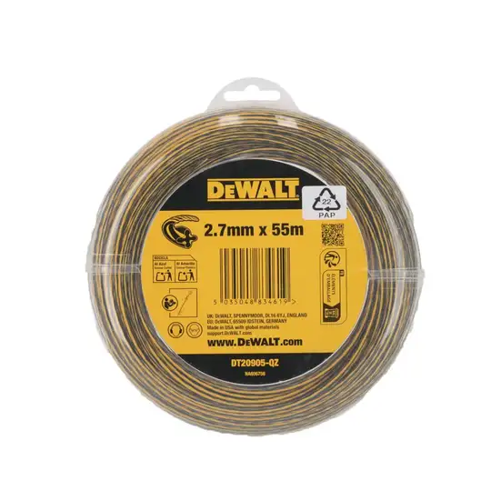 Żyłka tnąca do podkaszarek, średnica 2.7mm długość 55m, DEWALT [DT20905-QZ]