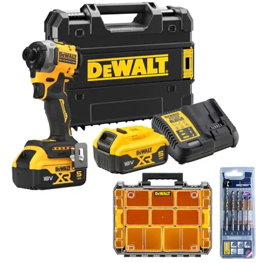 akumulatorowa zakrętarka udarowa 1/4", 2x5,0Ah, 18V XR DeWalt [DCF850P2T-QW] + organizer i wiertła gratis