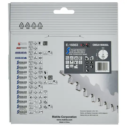 piła tarczowa do aluminium, 190/30/1,7mm, 60 zębów, EFFICUT, Makita [E-16863]