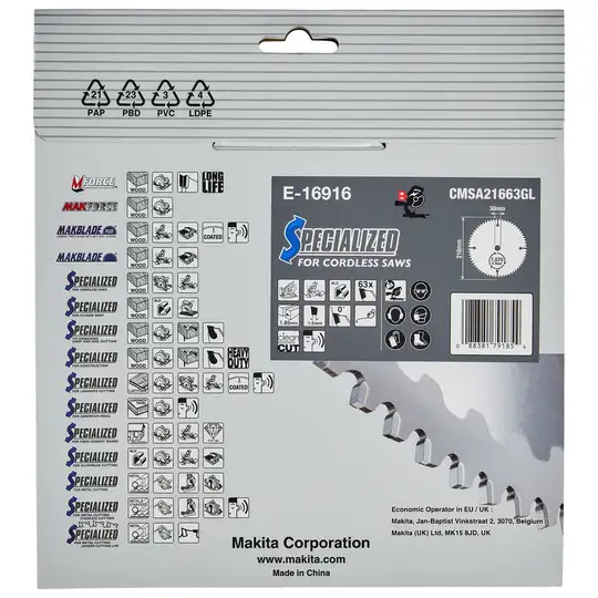 piła tarczowa do aluminium, 216/30/1,85mm, 63 zębów, EFFICUT, Makita [E-16916]