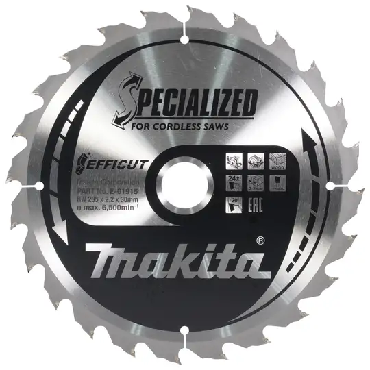 piła tarczowa do cięcia drewna 235/30, 24 zęby, SPECIALIZED, EFFICUT, Makita [E-01915]